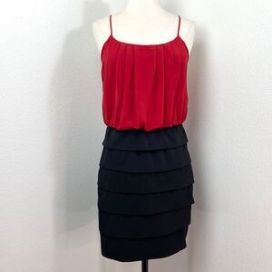 Vintage Y2K Sweet Storm Black Red Cocktail Dress Large Layer Blouson Party Date